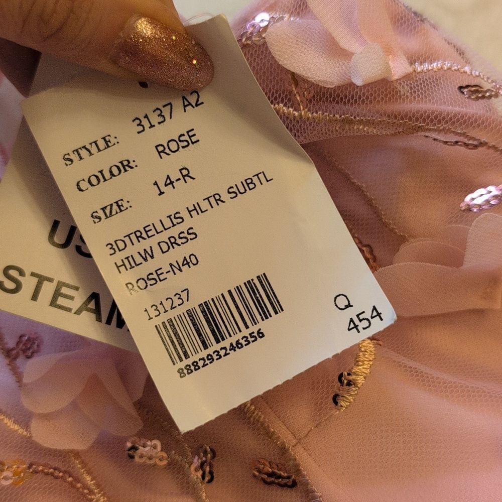 NWT Dessy Collection 3D Embroidery Floral Mermaid Gown Light Pink Tulle 14 - Picture 4 of 12